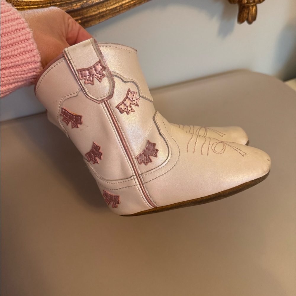 Wild + Rae White and Pink Western Boots